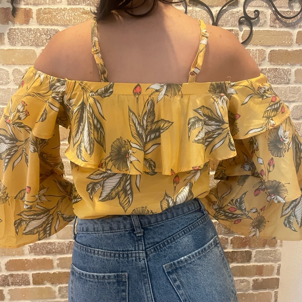 Yellow blouse with flowers print